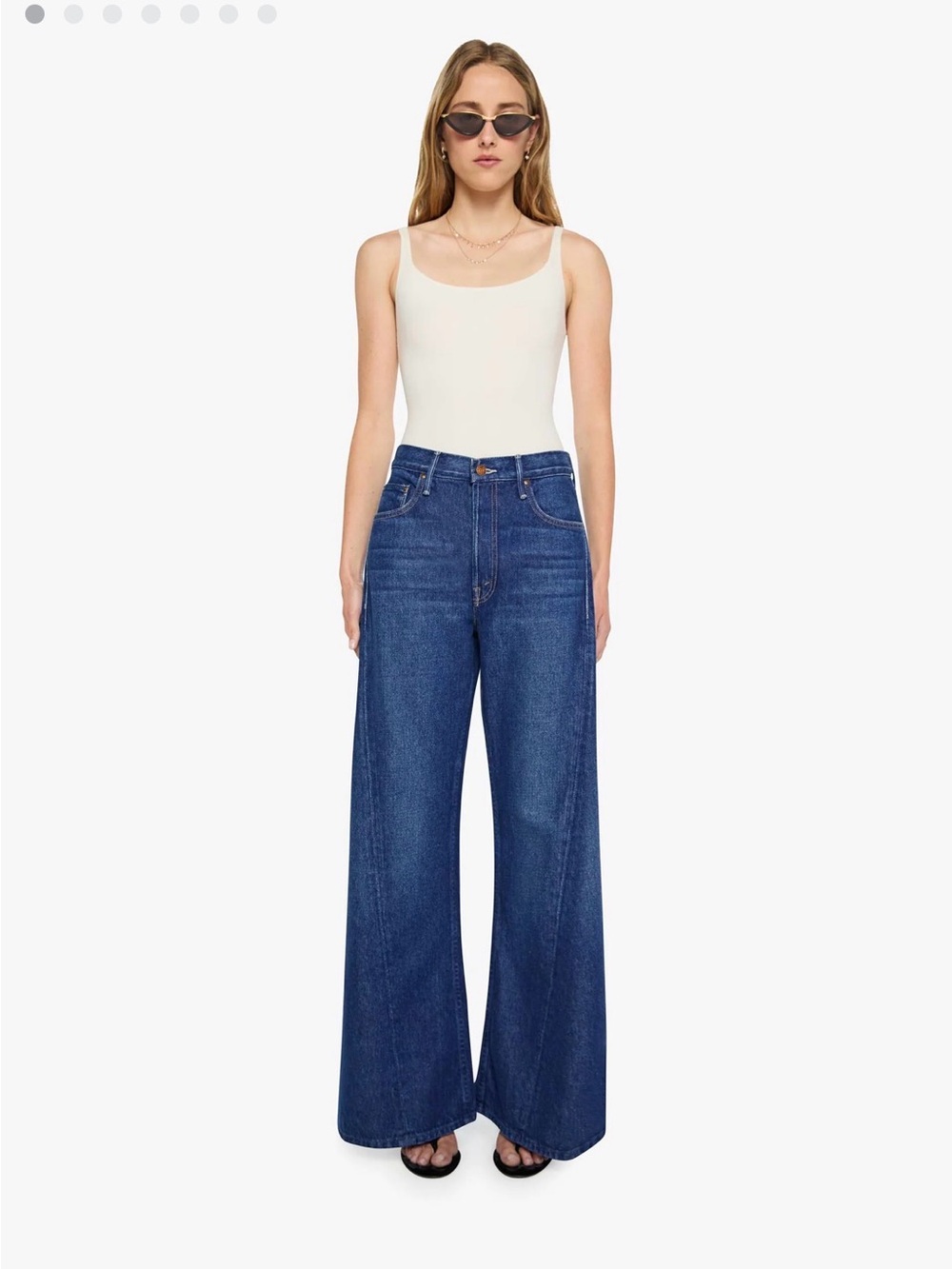 MOTHER Dark Blue High-Rise Wide-Leg Jeans